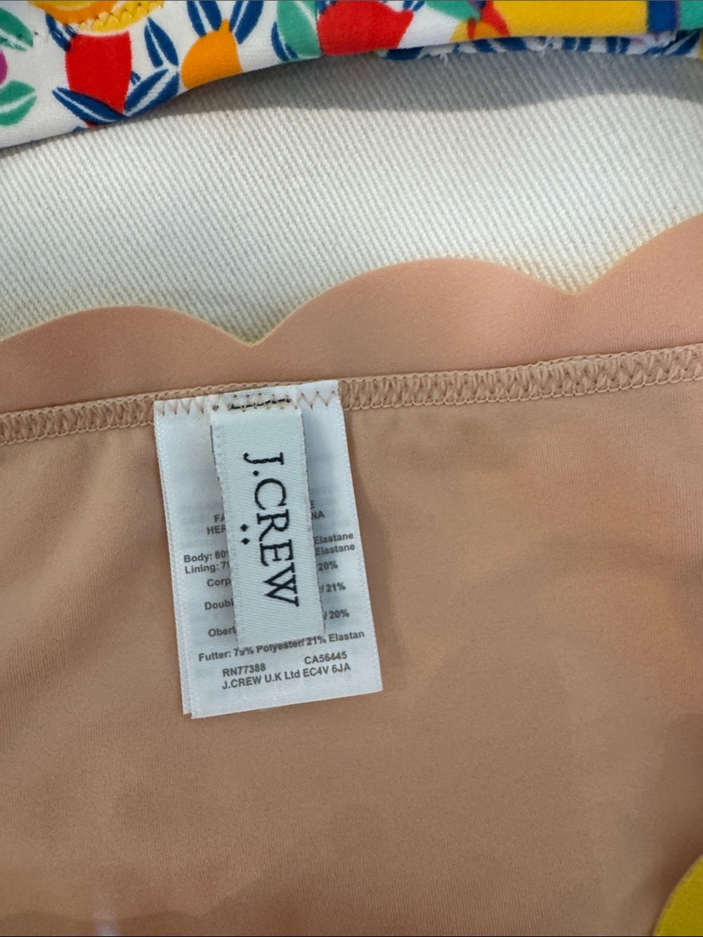 J. Crew Multicolor Floral Bikini Top with Nude Scallop Bottom - Picture 2 of 4